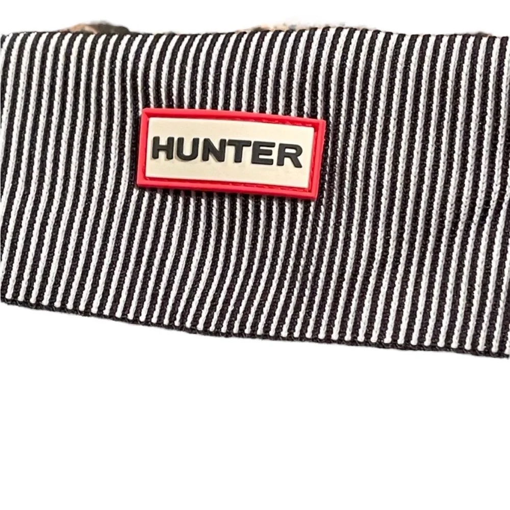 HUNTER Black/White Cuff  Fleece Welly/Boot Socks Size L